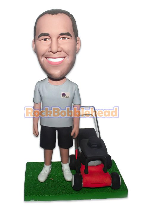 Dude Standing Beside a Lawnmower Bobblehead