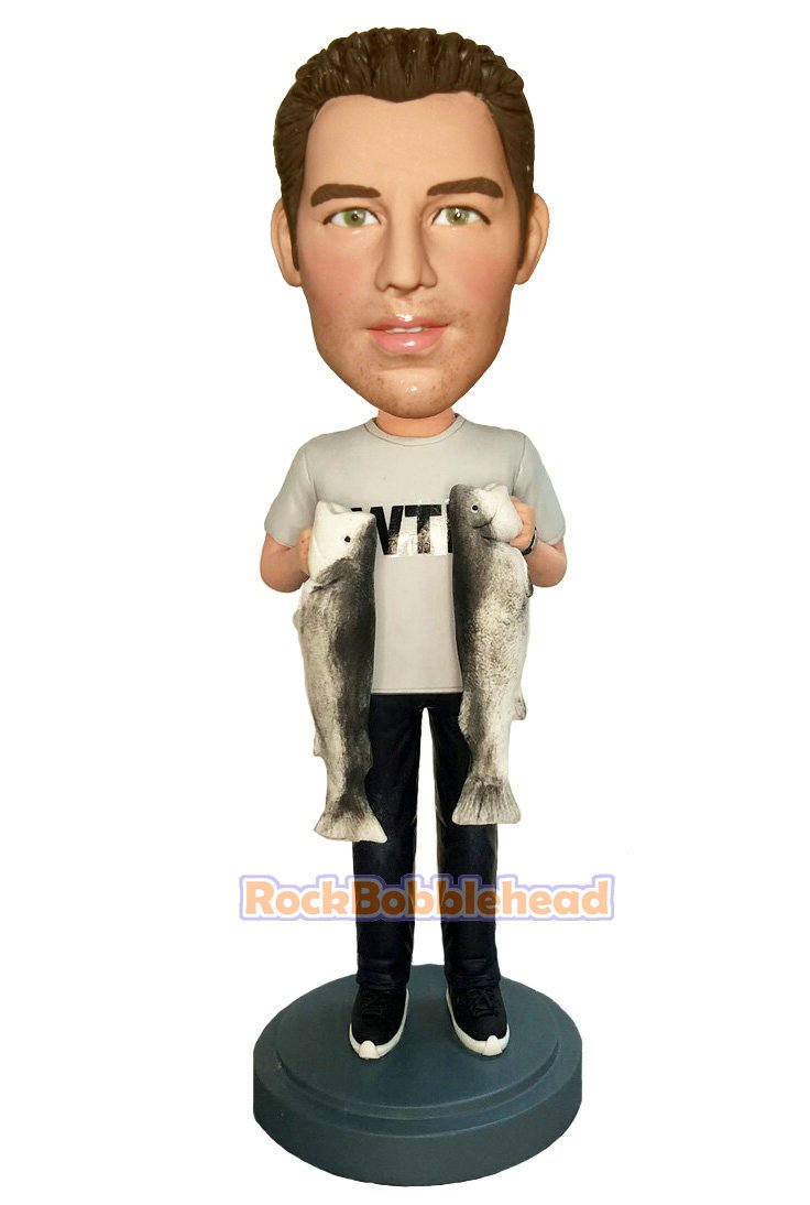 Fisherman With Fish Custom Bobblehead
