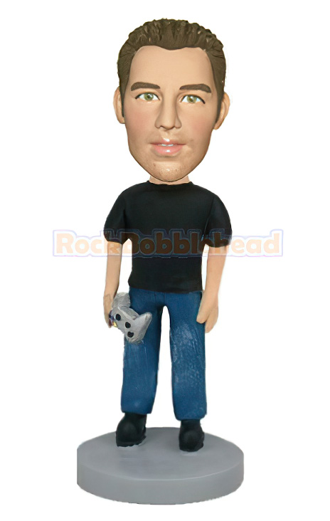 Game Player With Joystick Bobblehead