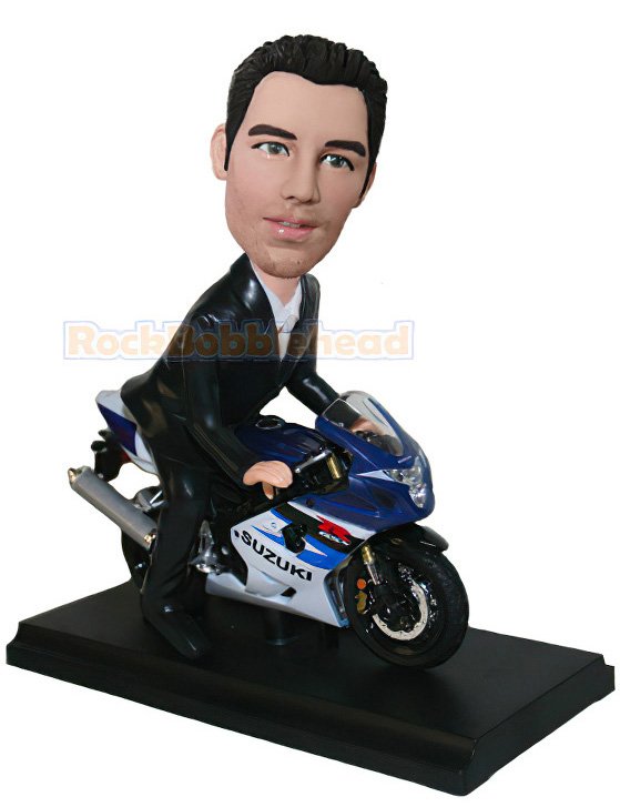 Male In Suit On Motorbike Bobblehead