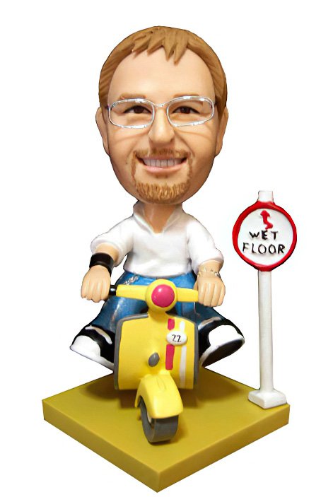 Male on Scooter Bobble Head Doll