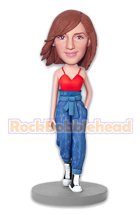 Modern Woman Walking on the Street Bobblehead