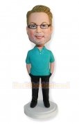 Casual Man Wear Glasses Custom Bobblehead