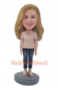 Fashion Girl in Jeans Bobblehead For Christmas Gifts