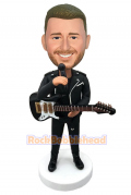 Singer Holding a Microphone with Guitar Bobblehead
