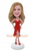 Custom Sexy Girl Bobblehead In Red Dress