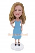 Girl Dresses Blue Skirtl Custom Bobblehead