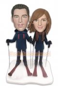 Skiing Couple Custom Bobblehead