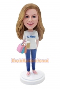 Custom Bobblehead Shopping Expert Holding A Cup