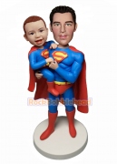 Super Dad And Kid Bobblehead Doll