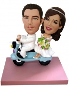 Wedding Couple On Scooter Bobblehead