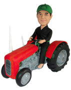 Farmer Driving His Tractor Custom Bobblehead