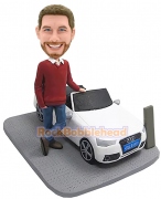 Casual Man Standing by His Car Bobblehead