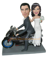 Wedding Couple On Motorcycle Bobblehead