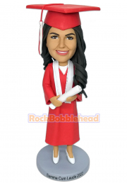 Custom Graduation Bobblehead in Red Gown