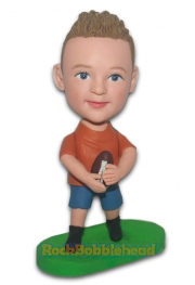 Little Boy Playing Football Custom Bobblehead