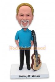 Casual Man with His Guitar Custom Bobblehead